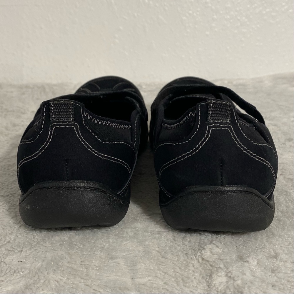Clarks Bendables Black Leather Criss Cross Mary Jane Flats Women’s Size 8M - Picture 5 of 9